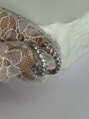 925 Sterling Silver CZ Earrings Length 0.7 Inch