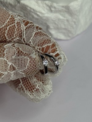 925 Sterling Silver Minimalist CZ Earrings Length 0.5 Inch