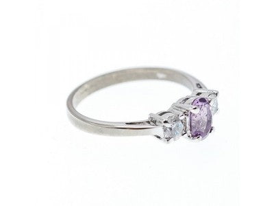 925 Sterling Silver Iolite & CZ Ring Size 9.5