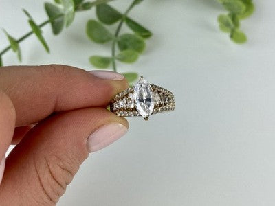 925 Sterling Silver Gold Plated CZ Ring Size 6.5