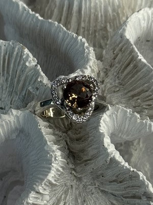 925 Sterling Silver Spinel & CZ Ring Size 7