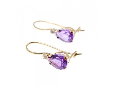 10K Yellow Gold Tourmaline & Diamond Earrings