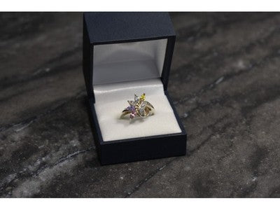 925 Sterling Silver Multicolor CZ Ring Size 9