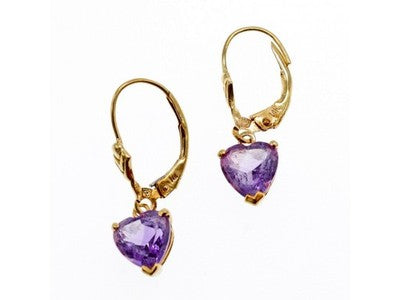 14K Yellow Gold Amethyst Earrings