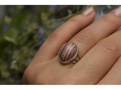 925 Sterling Silver Rhodochrosite Ring Size 7
