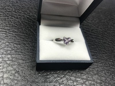 925 Sterling Silver Amethyst "Heart" Ring Size 8.5