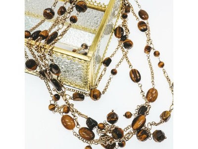 925 Sterling Silver Gold Plated Tiger's eye Necklace