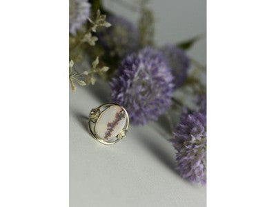Vintage 925 Sterling Silver Moss Agate Ring Size 8