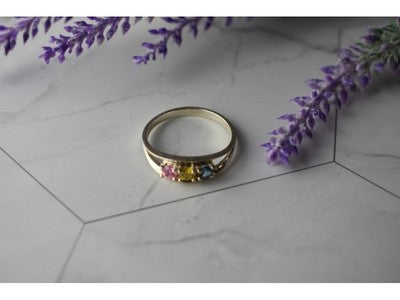 925 Sterling Silver Multicolor CZ Ring Size 9.5