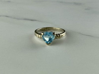 925 Sterling Silver Topaz "Heart" Ring Size 8