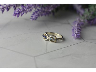 925 Sterling Silver Blue Tourmaline & Spinel Ring Size 5.5 Megan Ray