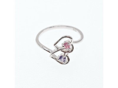 925 Sterling Silver CZ "Hearts" Ring Size 7