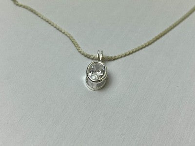 925 Sterling Silver CZ Chain With Pendant 925 Italy