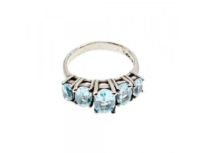 925 Sterling Silver Blue Spinel Ring Size 6.5