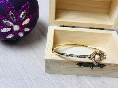 925 Sterling Silver Gold Plated Pink Topaz "Heart" Bracelet