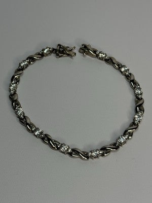 Beautiful 925 Sterling Silver CZ Bracelet Length 7 Inch