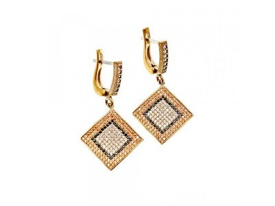 925 Sterling Silver with Gilding CZ & Black Jade Set