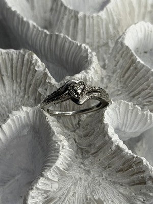 JWBR 925 Sterling Silver 0.04 ct Diamonds Heart Ring Size 6.5