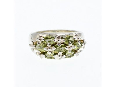 925 Sterling Silver Peridot Ring Size 7