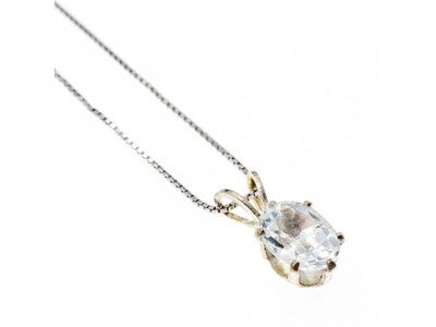 925 Sterling Silver White Tourmaline (Achroite) Chain With Pendant