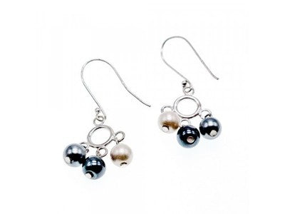 925 Sterling Silver Pearls Dangle Earrings Italy