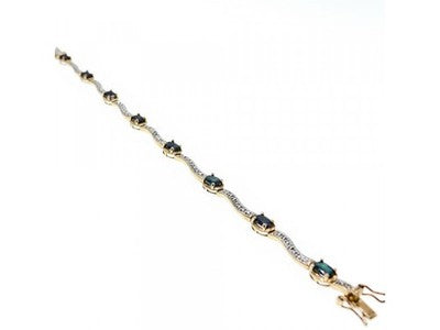 925 Sterling Silver Gold Plated Sapphires Bracelet
