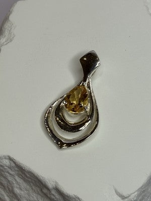 925 Sterling Silver Citrine Pear Pendant Length 1.3 Inch