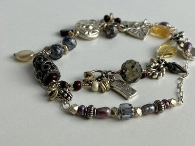 925 Sterling Silver Jewelry Glass Double Bracelet