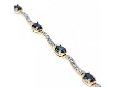925 Sterling Silver Gold Plated Sapphires Bracelet