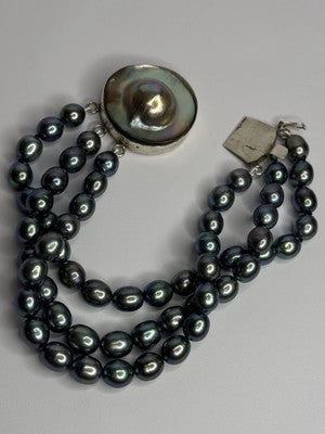 925 Sterling Silver Unique Bracelet Freshwater Pearls Lenght 8 Inch