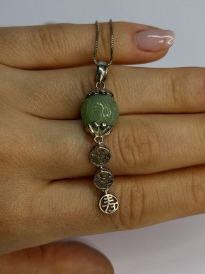 925 Sterling Silver Jadeite Necklace Length 18 Inch