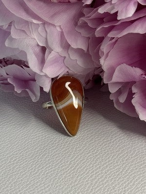 925 Sterling Silver Agate Ring Size 7.5