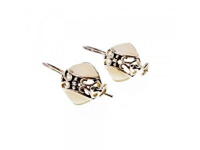 Vintage 925 Sterling Silver Mother Of Pearl Earrings