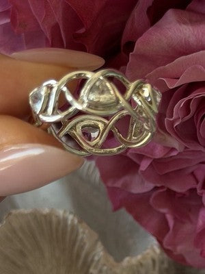 Deb Guyot 925 Sterling Silver White Topaz Band Ring Size 7
