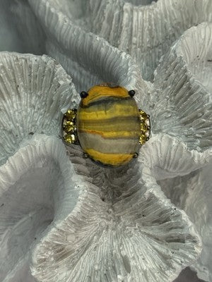 925 Sterling Silver Yashma & Citrine Ring Size 8