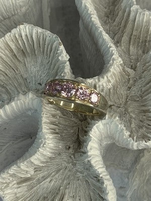 925 Sterling Silver Pink CZ Ring Size 9