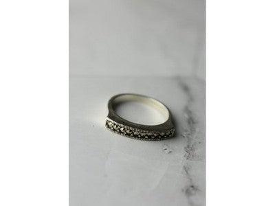 925 Sterling Silver Marcasites Ring Size 6.5