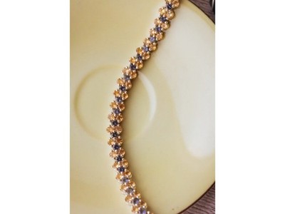 925 Sterling Silver Citrine & Amethyst Bracelet Size 7.5 IN