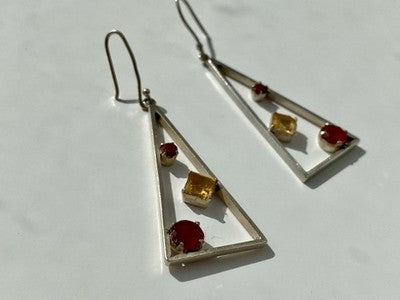 925 Sterling Silver Hessonite & Heliodor Earrings