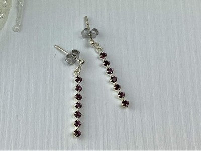 925 Sterling Silver Almandine Stud Earrings
