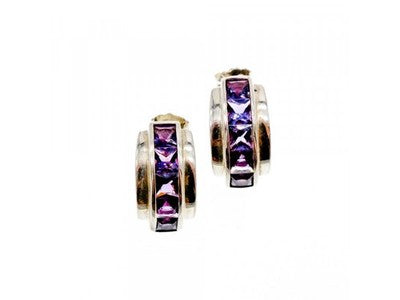 925 Sterling Silver Purple Tourmaline Stud Earrings