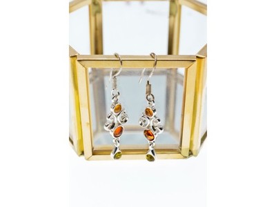 925 Sterling Silver Amber Earrings