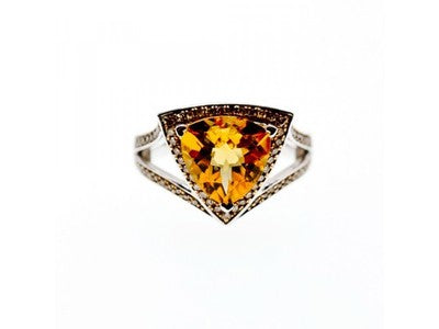 925 Sterling Silver Heliodor & Hessonite Ring Size 7