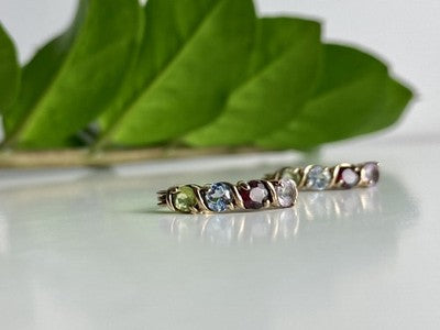 Vintage 925 Sterling Silver Gold Plated Multi Gemstones Earrings