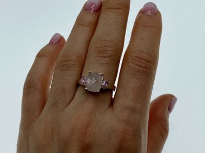 925 Sterling Silver Morganite & Spinel Ring Size 9