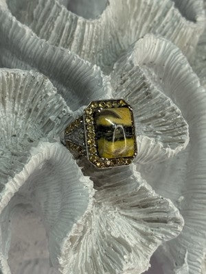 925 Sterling Silver Yashma Citrine & Beryl Ring Size 6