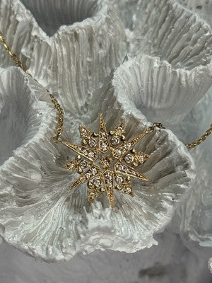 18K 750 YELLOW GOLD STAR DIAMONDS NECKLACE 17 INCH