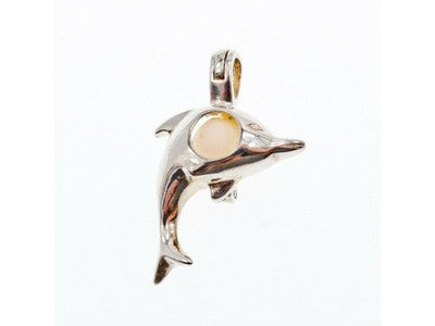 925 Sterling Silver Pearl Dolphin Pendant