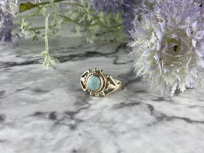 925 Sterling Silver Turquoise Ring Size 9.5