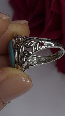 DK 925 Sterling Silver Blue Turquoise Ring Size 8